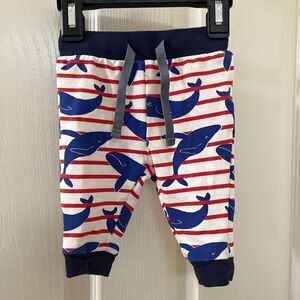 Baby Boden Striped Whale Jogger Pants Boys Size 0-3 Months